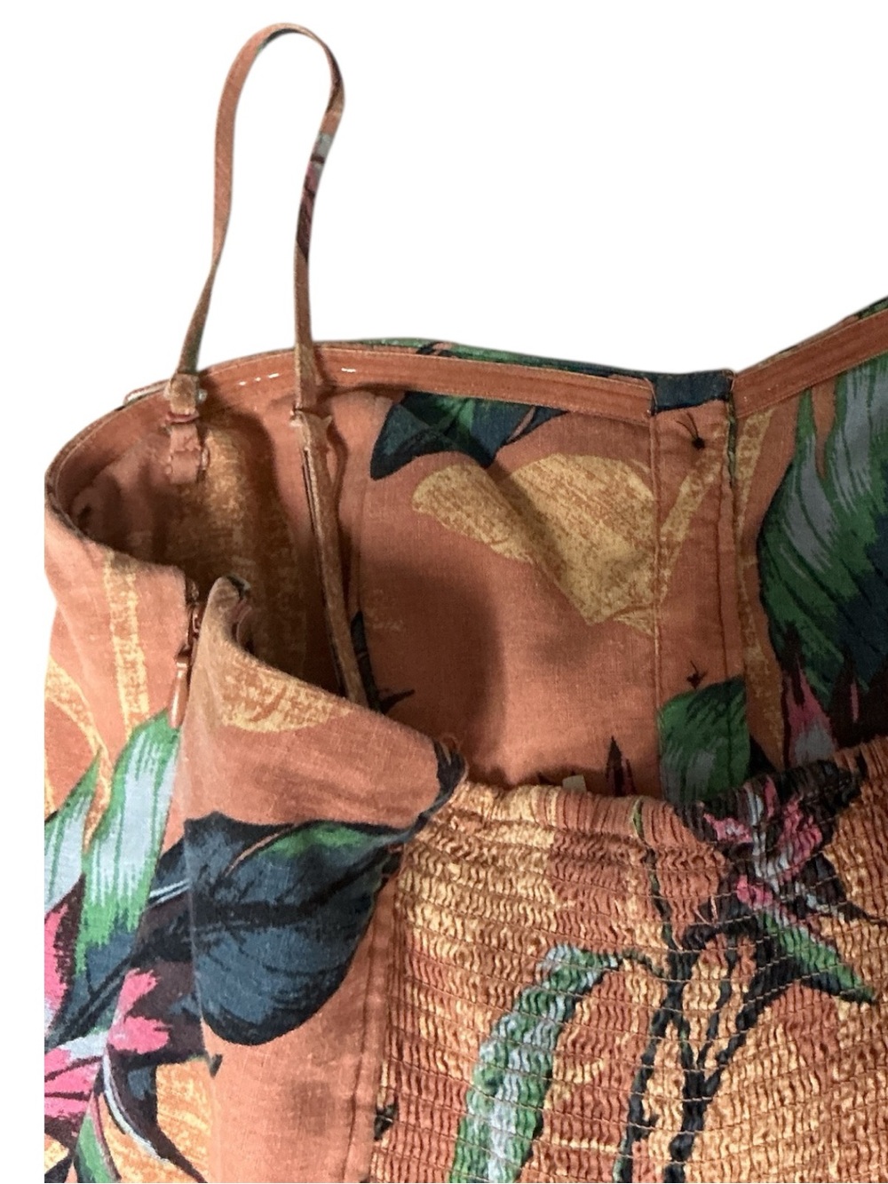 Kimchi Blue Peach Tropical-Print Faux Button Mini Dress - Picture 6 of 6